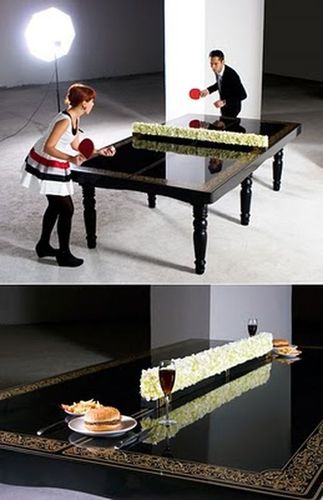 Der Designer Hunn Wai hat einen Sinn für stilvolle Tischtennistische. Da wird das Candle Light-Dinner doch direkt ein bisschen lockerer (by Hunn Wai)