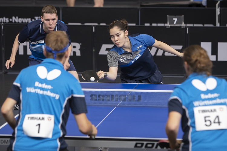 Zum Sportlichen: Lange kämpften Tobias Hippler und Franziska Schreiner um die Titelverteidigung im Mixed-Wettbewerb, am Ende reichte es immerhin zu Bronze. (©Schiefer)