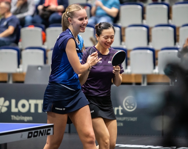 Topgesetzt sind in Erfurt Annett Kaufmann und Yuan Wan, die ihre Medaille bereits sicher haben (©Gohlke)