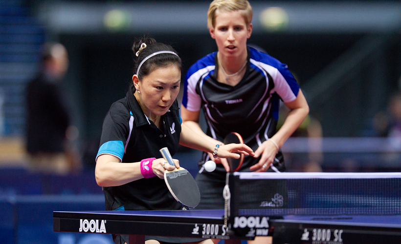 Auch das Doppel Shan Xiaona/Kristin SIlbereisen erreichte letztlich das Halbfinale. (©Fabig)
