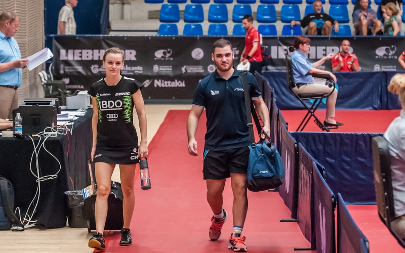 Auch Sarah de Nutte und Ioannis Sgouropoulos mussten die Halle schnell wieder verlassen. Sie gewannen gegen das junge schwedische Duo Möregårdh/Källberg keinen Satz. (©Gohlke)