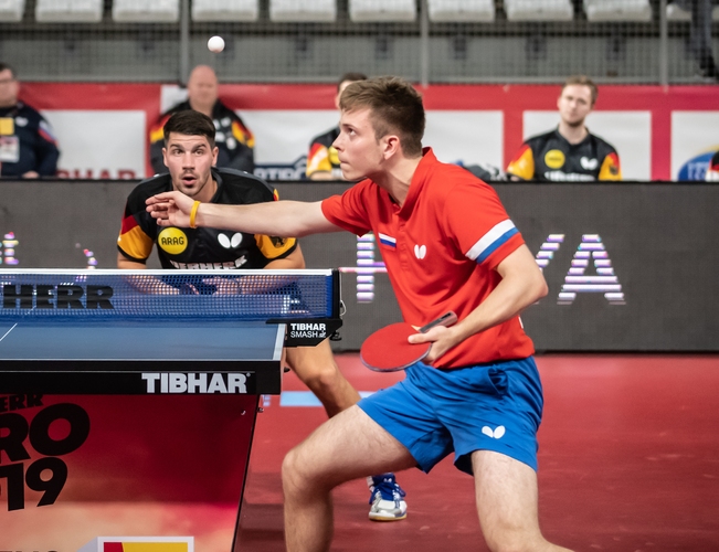 Und auch Vladimir Sidorenko konnte Russland keinen Sieg bescheren. Stattdessen brachte Patrick Franziska Deutschland endgültig ins Viertelfinale. (©Gohlke)