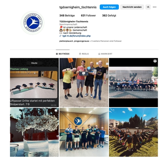 DIe TG Dörnigheim führt einen kreativen Instagram-Kanal. (©Verein)