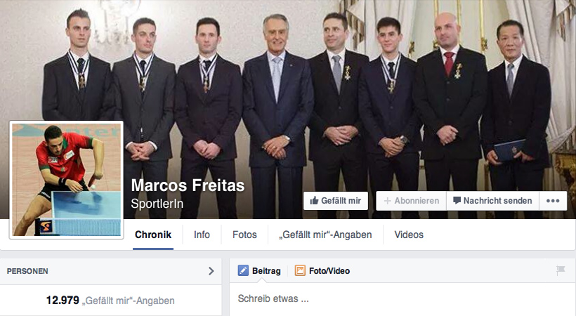 Mannschafts-Europameister Marcos Freitas liegt mit 12.979 Likes auf Rang sechs. (@Facebook/Stand: 11.12.2014)