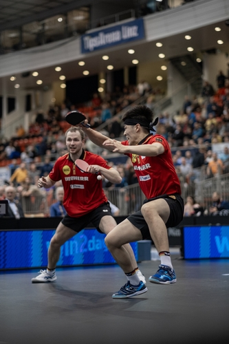 Dafür konnten Duda/Qiu gegen Gardos/Habesohn das Ergebnis aus München drehen. Den Viertelfinal-Fluch im Herren-Doppel konnten die früheren WG-Partner jedoch nicht beenden. (©Qiu)