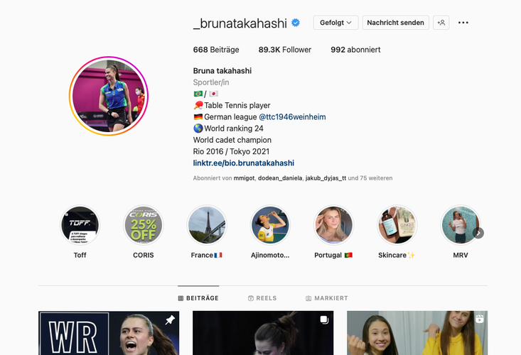 Es folgt der nächste große Sprung. Bruna Takahashi schnuppert schon an den 90.000 Followern. (©Instagram)