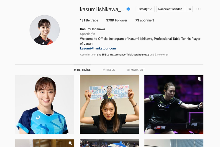 Die beliebteste Tischtennisspielerin der Welt auf Instagram heißt Kasumi Ishikawa. Die im World Ranking drittbeste Japanerin darf sich über 379.000 Follower freuen. (©Instagram)