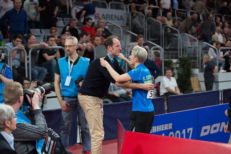 Han Yings Nationalmannschaftskollegin Kristin Lang, ehemals Silbereisen, hat ihr Herz ebenfalls in der Tischtennisszene verloren. (©Fabig)