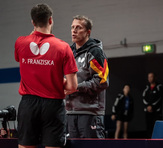 Soljas Mixed-Doppelpartner Patrick Franziska bekam ebenfalls gute Tipps von seinem Coach. (©Gohlke)