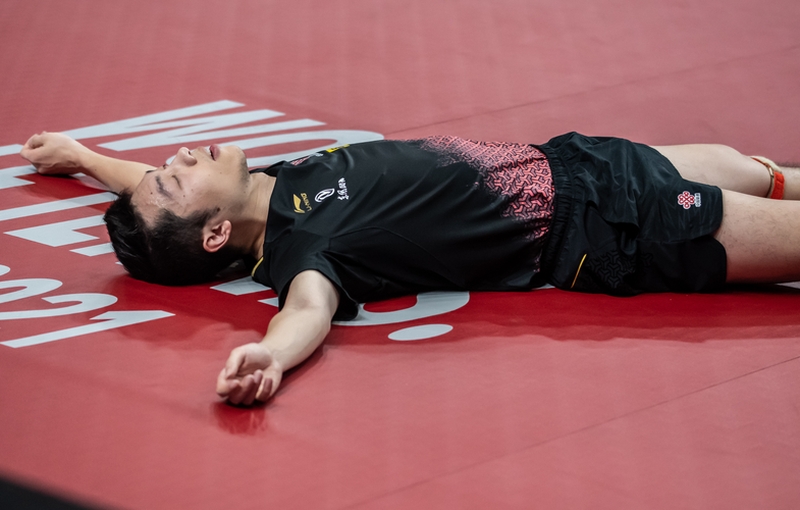 Der Sieg gegen den WM-Dritten von 2017, Lee Sangsu aus Südkorea, kostete ihn zwar viel Kraft. Bis zum Duell mit Yan An am Samstagabend hat er noch Zeit zur Regeneration. (©Gohlke)