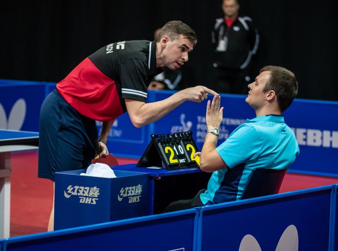Kirill Skachkov lieferte sich sogar ein Wortgefecht mit dem Schiedsrichter. Für ihn war das Turnier in der vorletzten Qualifikationsrunde nach Niederlage gegen Jonathan Groth beendet. (©Gohlke)