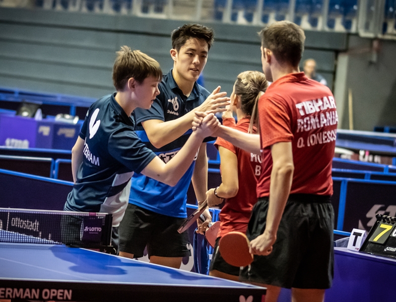 Auch ein deutsches Duo war am Dienstag bereits gefordert, nämlich Nina Mittelham und Dang Qiu. Gegen die Silbermedaillengewinner der European Games, die Rumänen Bernadette Szöcs und Ovidiu Ionescu, war allerdings nicht viel zu holen (0:3). (©Gohlke)