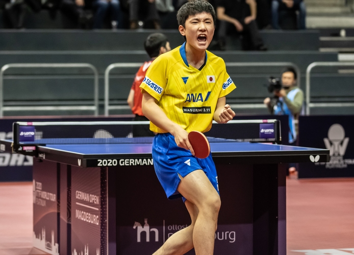 Ihr Landsmann Tomokazu Harimoto hatte keinen Grund zum Jubeln. Er verlor mit 2:4 gegen Chuang Chih-Yuan. (©Gohlke)