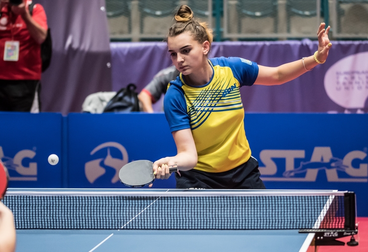 Ebenfalls seit zehn Jahren spielt die 15-jährige Ukrainerin Iolanta Yevtodii Tischtennis. Ihr Trainingspensum liegt pro Woche bei sechs bis sieben Einheiten. (©Gohlke)