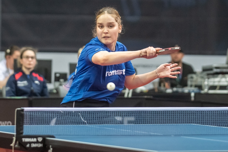 Gegen die im Einzelturnier an Position eins gesetzte Elena Zaharia hatte die Abwehrspielerin nichts zu verlieren und zeigte ein Match auf Augenhöhe. (©Gohlke)