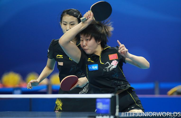 …nur knapp den beiden Chinesinnen Chen Xingtong und Liu Gaoyang geschlagen geben. (©ITTF)