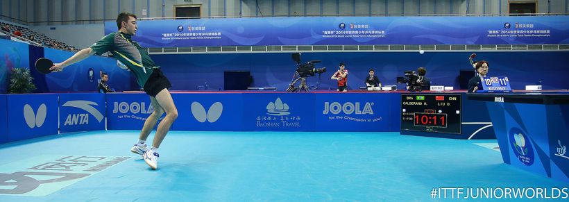 Auch der Boll-Bezwinger der laufenden Saison, der Brasilianer Hugo Calderano, musste trotz spektakulärer Aktionen im Achtelfinale - ebenfalls gegen einen Chinesen - die Segel streichen. (©ITTF)