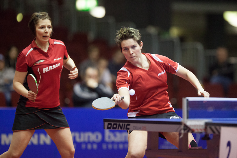 Nadine Bollmeier und Tanja Krämer bereiteten den Doppel-Europameisterinnen große Probleme (©Fabig)
