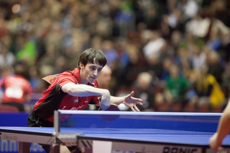 Hermann Mühlbach spielt normal in der 2. Liga für den TTC indeland Jülich (©Fabig)