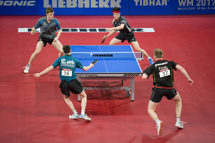 Im anderen Halbfinale ging es zwischen Dennis Klein/Benedikt Duda und Kilian Ort/Dang Qiu heiß her (©Fabig)
