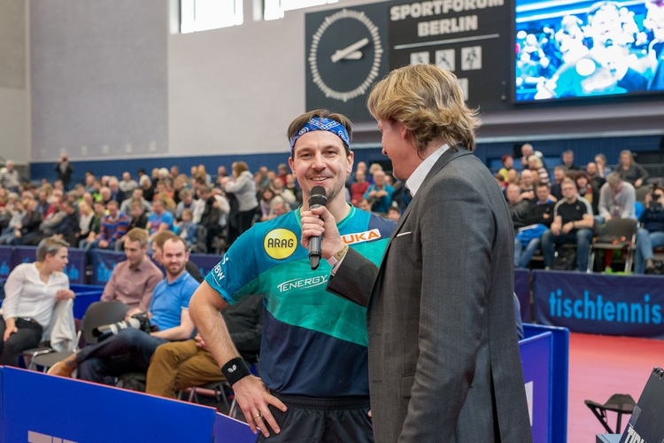 Im Interview nach Spielende berichtete Boll, dass ihm Tischtennis noch immer viel Spaß mache und an ein Karriereende noch nicht zu denken sei. (©Thomas)