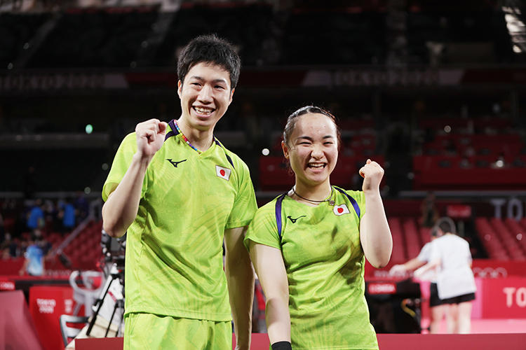 Jun Mizutani und Mima Ito sind die ersten Mixed-Doppel-Olympiasieger der Geschichte. Sie sind nach ihrem Erfolg in ihrem Heimatland im Jahr 2021 jedoch beide nicht als aktive Spieler in Paris am Start (©ITTF)