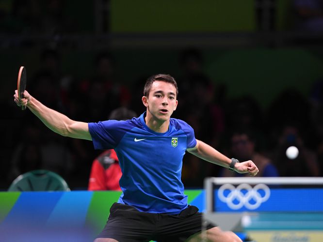 Bis zum Ende gab der letzte im Turnier verbliebene Lokalmatador Hugo Calderano alles. Nach einem 0:3-Rückstand gegen Jun Mizutani kämpfte er sich bis auf 2:3 heran. (©Flickr/ITTFWorld)