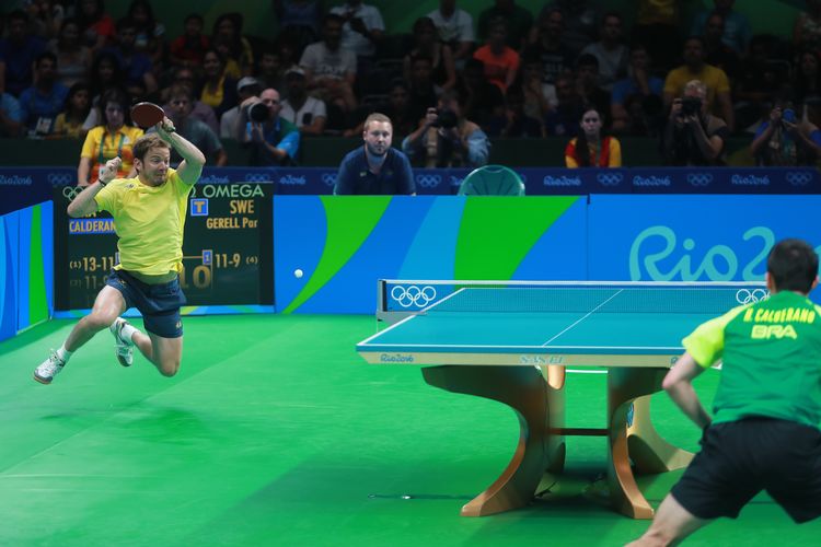 Auch Pär Gerell musste sich in Runde zwei aus dem Wettbewerb verabschieden. Gegen den Lokalmatadoren Hugo Calderano kassierte er eine 1:4-Niederlage. (©Flickr/ITTFWorld)