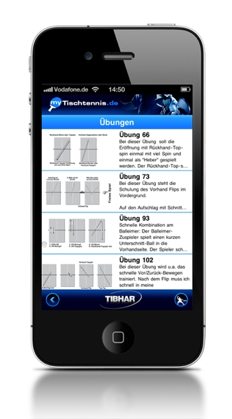 TT-Training-App: Nie wieder langweiliges Training. Es stehen rund 250 Trainingsübungen und Technik-Videos zur Verfügung.