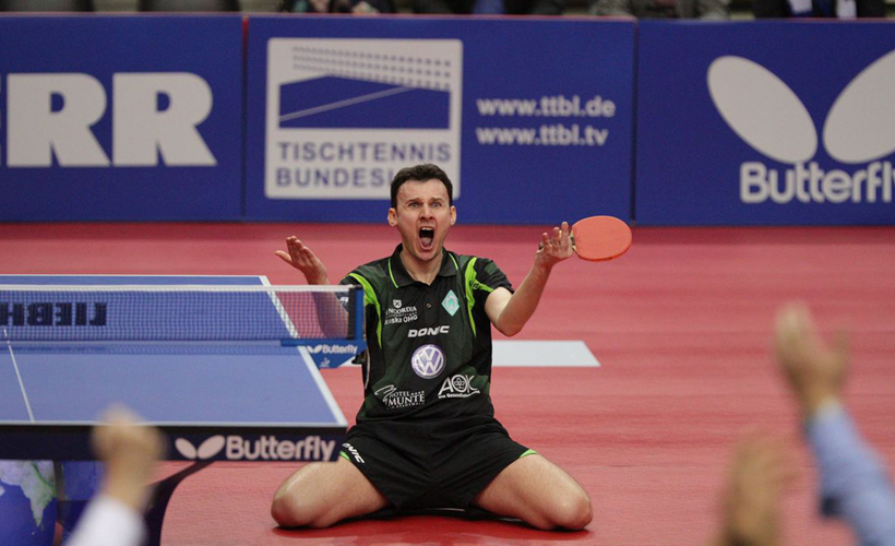 TTBL-Finale in Frankfurt: Bremen legt furios los und Adrian Crisan schlägt Ochsenhausens Spitzenmann Ryu Seung Min in die Flucht (©Fabig)