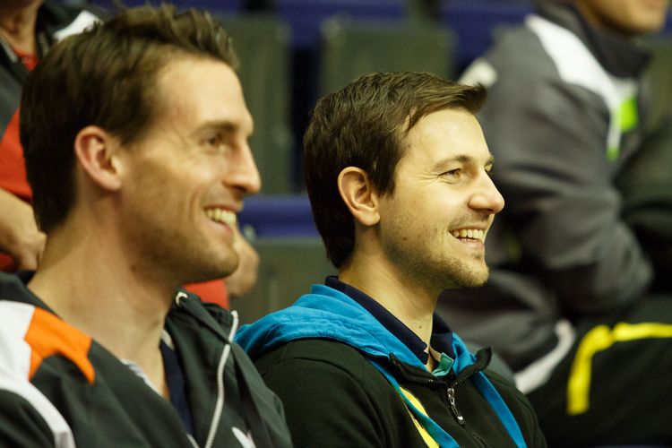 Timo Boll und Steffen Mengel - das war vor dem Aus im Doppel (©Fabig)