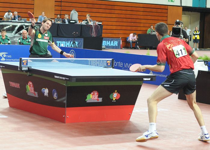 Steffen Mengel sollte für Deutschland als Erster in die Box steigen. Gegen den Weltranglisten-12. Marcos Freitas musste sich der Bergneustädter aber in drei Sätzen geschlagen geben. Portugal ging mit 1:0 in Führung. (©Stosik)