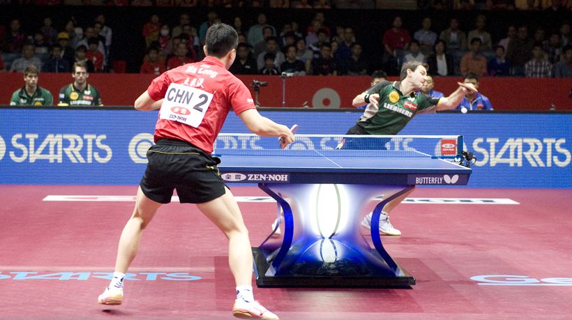 Für Deutschland stieg Timo Boll in die Box.Er bekam es mit Ma Long zu tun...(©Stosik)