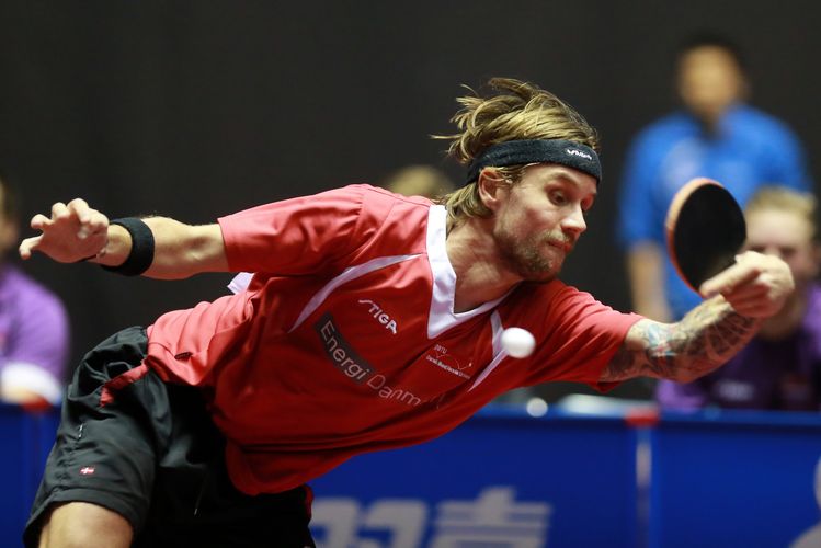 Michael Maze und Dänemark kassierten eine 1:3-Niederlage gegen Hong Kong. (©ITTF/Rémy Gros)