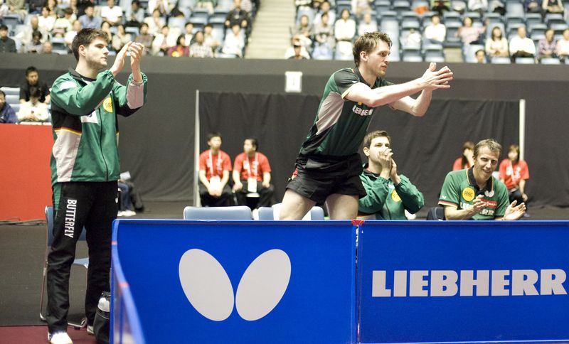 ...und der zukünftige Düsseldorfer machte seine Sache gut: 3:1 hieß es am Ende für Franziska, die DTTB-Asse setzten sich mit 3:2 gegen die Ukraine durch. (©Stosik)