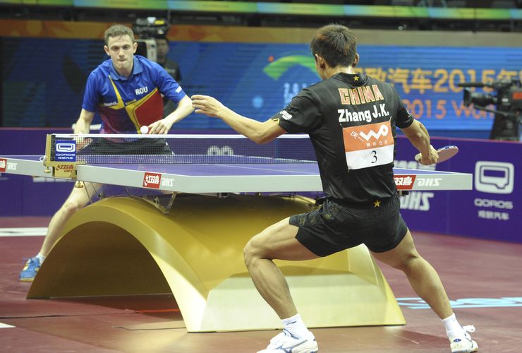 Keine Blöße gab sich auch Zhang Jike beim Sieg über den Rumänen Ovidiu Ionescu. (©Niemann)