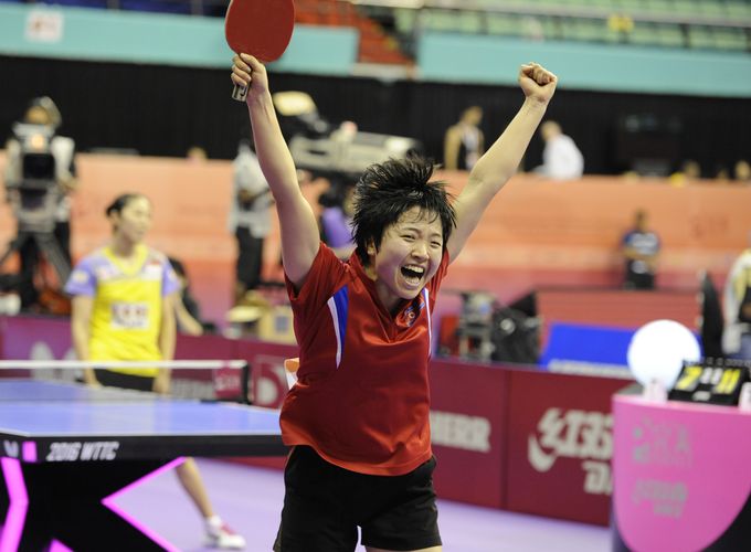 ...genau wie die Nordkoreanerin Kim Song I - ihre Mannschaft erreichte überraschend das Halbfinale. (©Stosik)