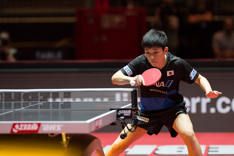 Ebenfalls im Viertelfinale: Tomokazu Harimoto, der Lubomir Pistej besiegte. (©Fabig)