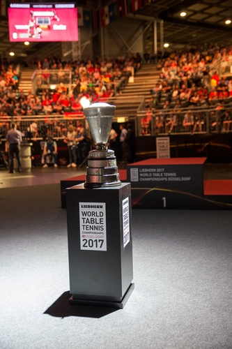 Dann stand das erste Finale der Weltmeisterschaft auf dem Plan. Um diesen Pokal ging es im Endspiel der Mixed-Konkurrenz. (©Fabig)