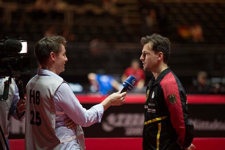 Ein gefragter Mann für Interviews war wieder Timo Boll. (©Fabig)