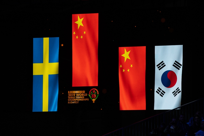 Zweimal China, einmal Schweden und einmal Südkorea auf den Medaillenrängen im Einzel bei den Herren. (©Thomas)