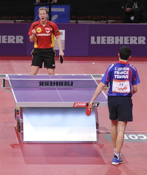 ...im Achtelfinale auf Patrick Baum trifft, der Lokalmatador Emmanuel Lebesson schlug (©Stosik)